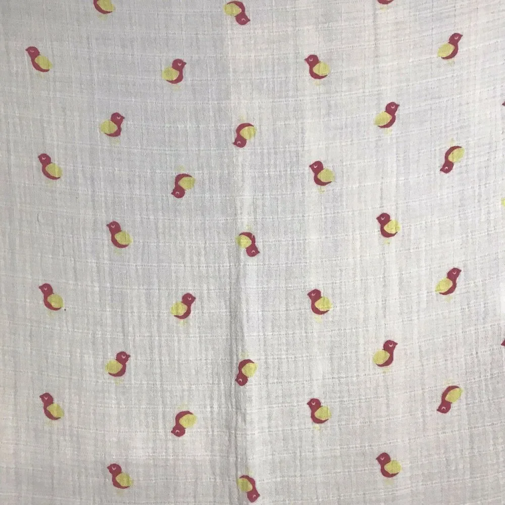 Aden + Anais red yellow bird muslin swaddle baby blanket 100% cotton pink RARE
